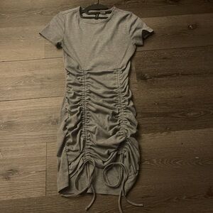 Target Gray Asymmetrical Ruched Bodycon Mini Dress